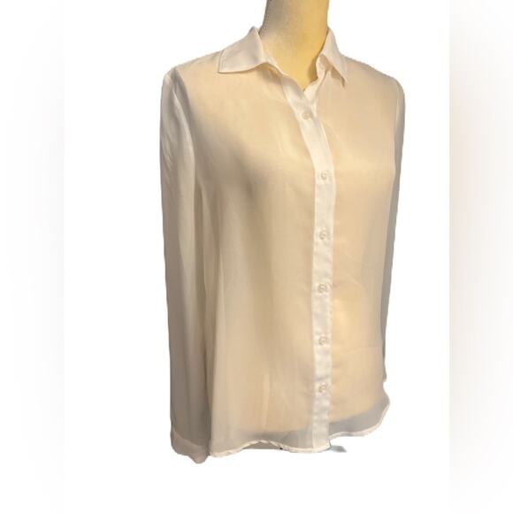 Material Girl Sheer White Heart Cutout Blouse Size‎ M - Picture 1 of 3